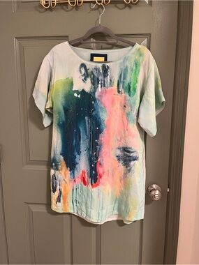 Maeve Watercolor Print Short Sleeve Top - Multi